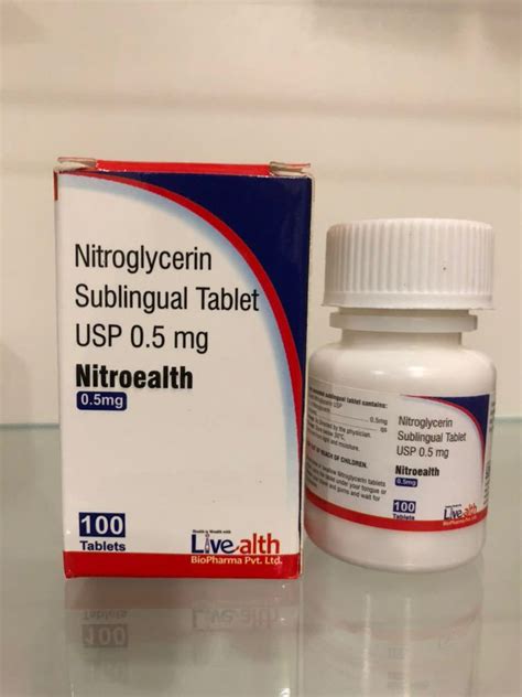 Nitroealth Nitroglycerin Sublingual Tablet Usp 05 Mg Tablets