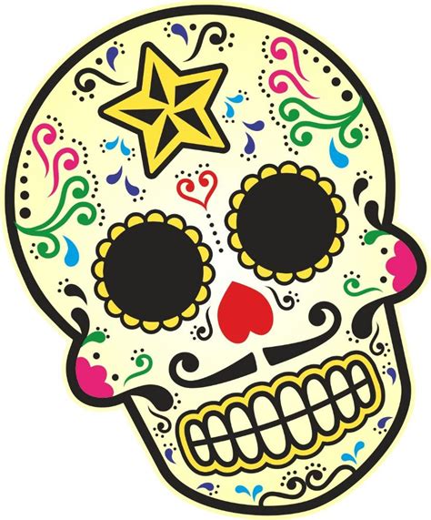 Mexican Day Of The Dead Sugar Skull Multi Colour With Moustache Motif