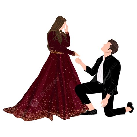 Indian Wedding Clipart Or Illustration With Bride And Groom In Red