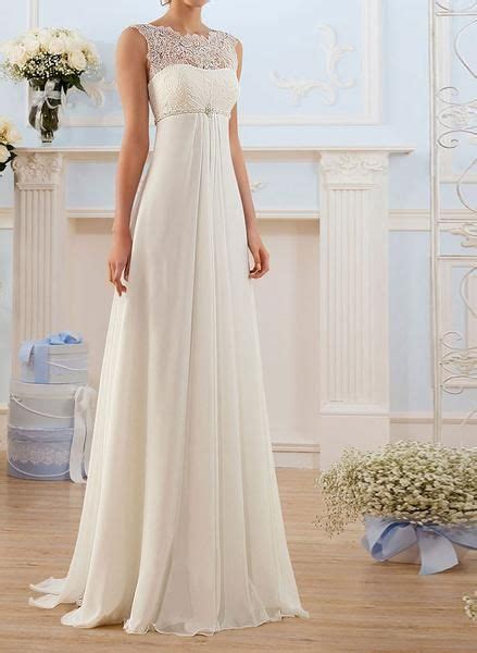 Empire Style Chiffon Wedding Dress Fabricated With Beautiful French