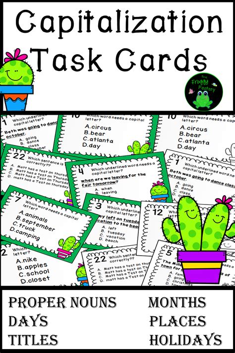 Note to teachers of english language learners (ells): Capitalization Task Cards - Cactus Theme | Task cards ...