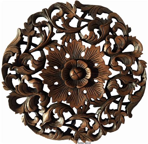 Wall Decor Oriental Carved Wood Round Plaque On Sale Asiana Home Decor