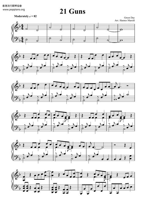 Green Day-21 Guns Sheet Music pdf, - Free Score Download ★