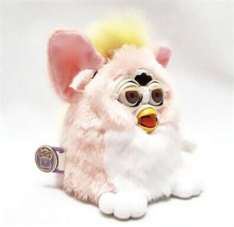 Furby Baby Babies 2000 Peachy Furby Plush Pink And White Fur Brown Eyes