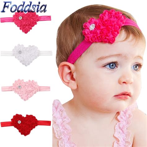 Buy Kids Headbands Chiffon Rose Flower Crystal Heart