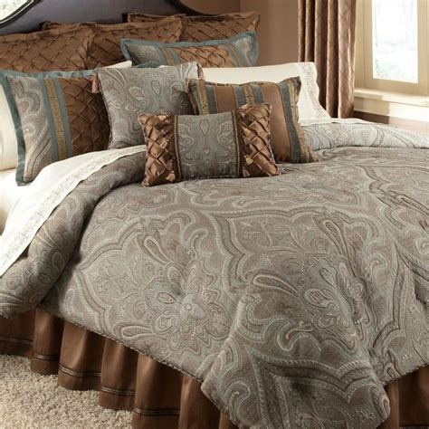 Oversized king comforters are officially the best invention ever known to man! Blue Brown Paisley Oversized King Comforter Set Bedskirt ...
