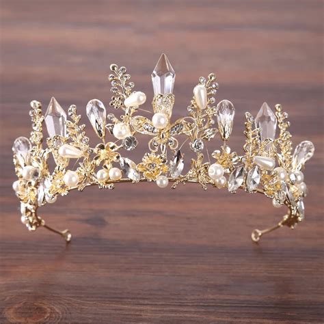 Buy Vintage Gold Baroque Crystal Bride Wedding Crown