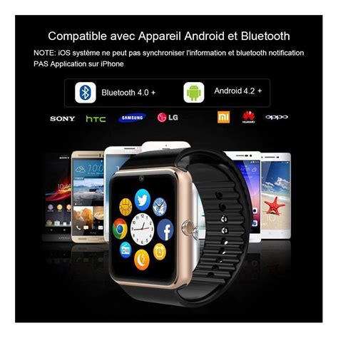 Padgene Montre Connectée Smartwatch Bluetooth Avec Slot Sim Caméra