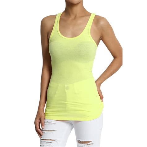 Themogan Themogan Women S S~3xl Stretchy Ribbed Knit Fitted Racerback Tank Top Cotton Spandex