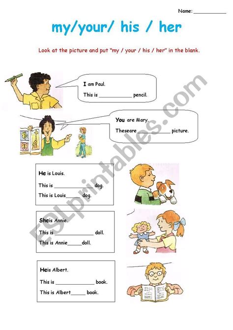 My Your His Her Esl Worksheet By Gaby0215 In 2020 Grammar Worksheets Esl Worksheets Esl