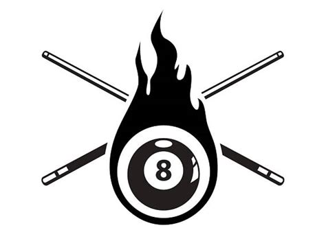 Eight pool ball on green billiard table 3d poster vector. Billiards Pool Logo 1 Eight 8 Nine 9 Ball Stick Cue Sports
