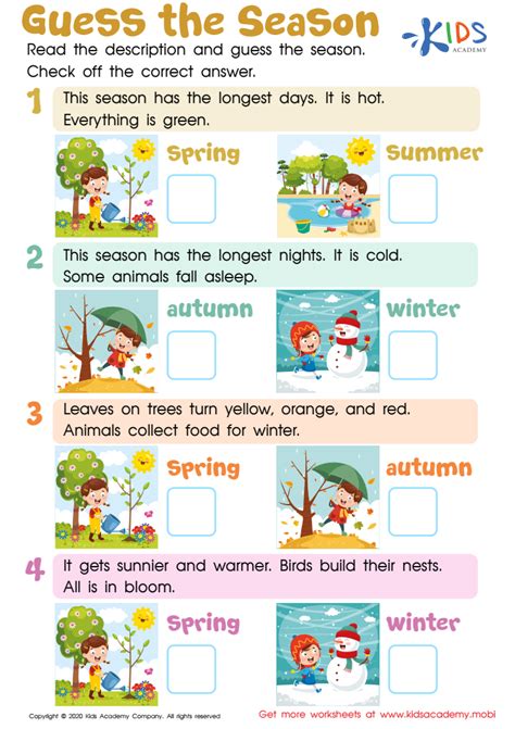 Printable Seasons Worksheet