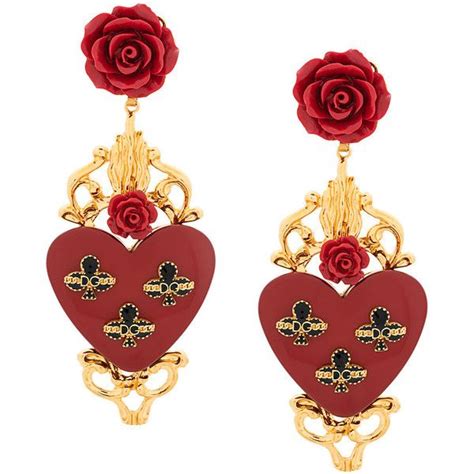 Dolce And Gabbana Rose And Heart Drop Earrings 3185 Sar Liked On
