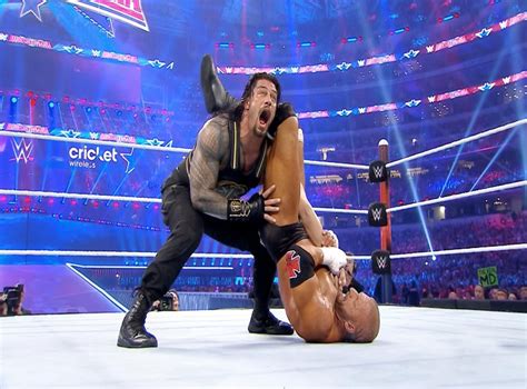 Wrestlemania 32 Results Roman Reigns Beats Triple H Shane Mcmahon Defeated After Giant 20 Foot