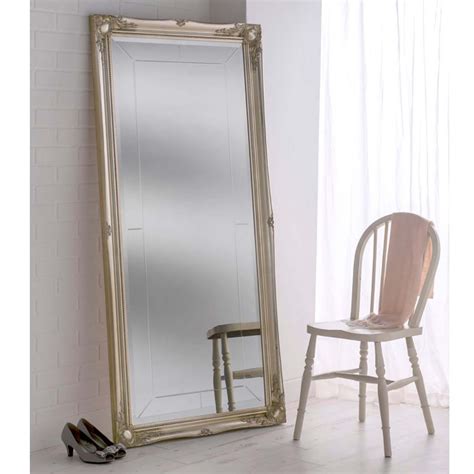 Ornate Silver Leaning Floor Mirror Mirrors Homesdirect365