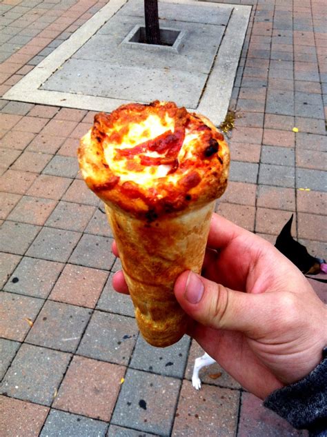 Pizza Cone From The Mad Italian Pizza Pizza Cones Food Hawaiian Pizza