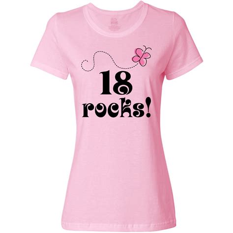 18th Birthday 18 Rocks T Junior T Shirt Pink Custom Birthday