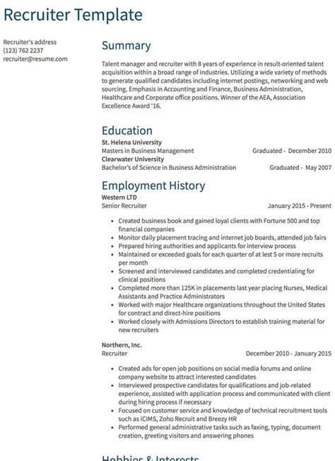 recruiter resume sample resumecom