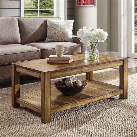 Bryant Solid Wood Coffee Table Rustic Maple Brown Finish