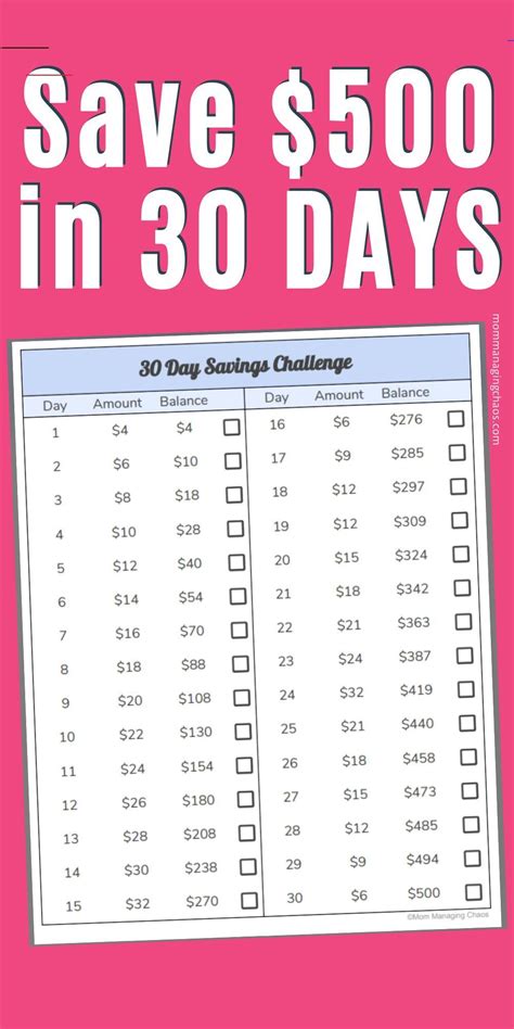 30 Day Money Saving Challenge Printable Printable Word Searches