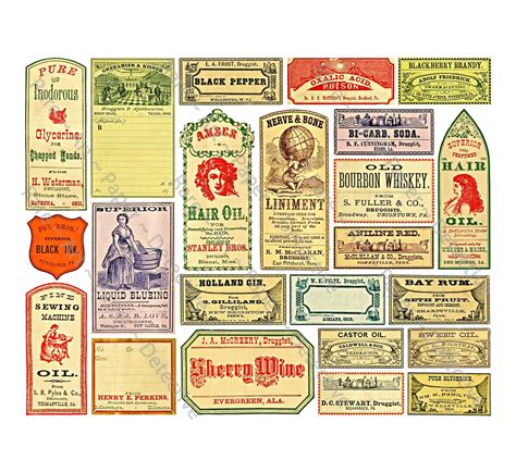 Apothecary Clip Art Labels Printed Sheet Druggist Decal Etsy Clip