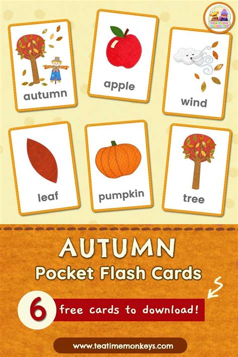 Free Autumnfall Flashcards Tea Time Monkeys Flashcards Flashcards
