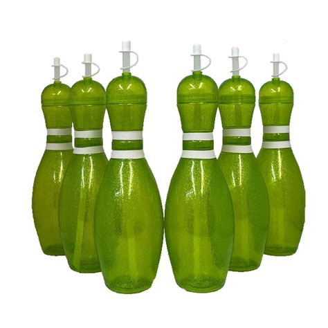 Large Bowling Pin Water Bottles 6 Pack Green By Sierra Products