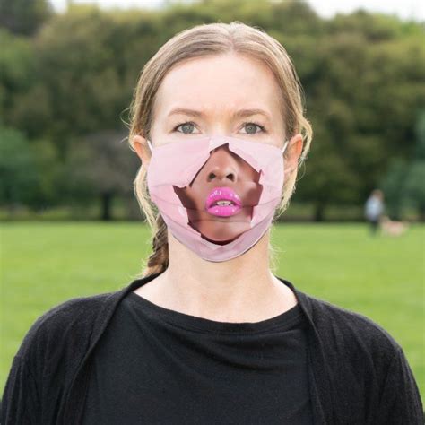 pink life like luxurious lips and nose image adult cloth face mask zazzle homemade face
