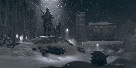 Wallpaper City Snow Artwork Soldier Freezing Midnight Weather