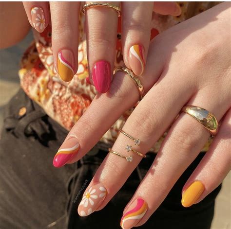 Groovy Nails In 2021 August Nails Nail Jewelry Swag Nails
