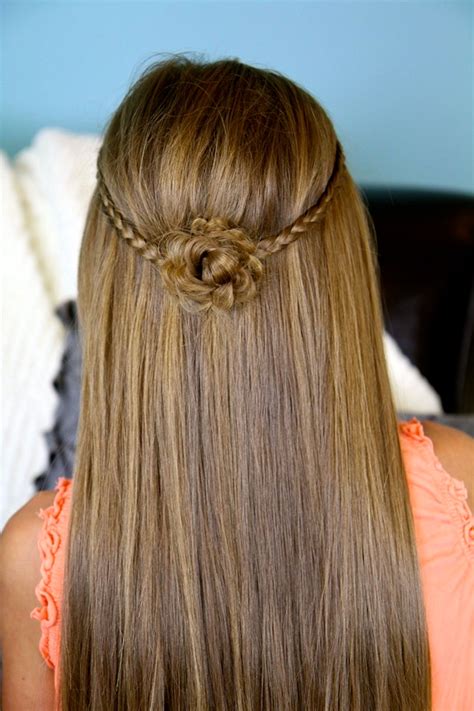 My hair was so unruly and just had this ability to look a complete mess within minutes of being styled. Braided Flower Tieback | Hairstyles for Long Hair | Cute ...