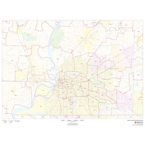 Shelby County, Tennessee - Zip Codes by Map Sherpa - The Map Shop