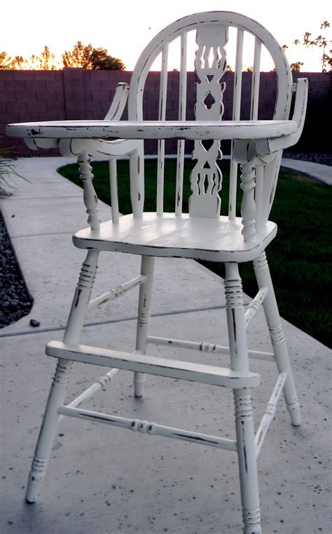 Baby wooden high chair with removable tray. Little Bit of Paint: Refinished Antique High Chair