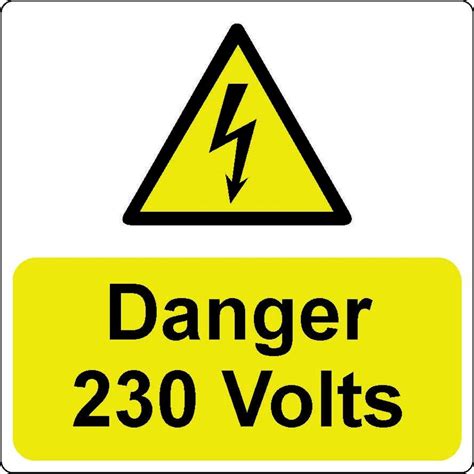 Danger 230 Volts Label Pack Of 5 Pvc 75 X 75mm