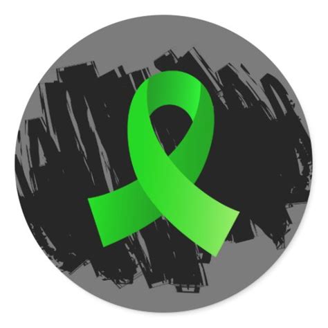 Non Hodgkins Lymphoma Lime Green Ribbon With Scri Round Sticker Zazzle