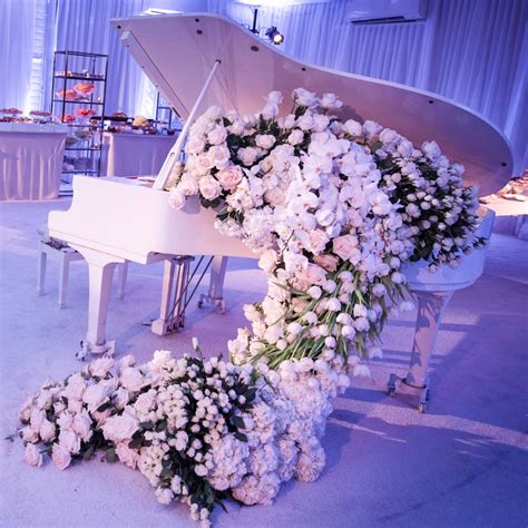 Ivories And White Florals Coming Down From A Grand Piano Floral