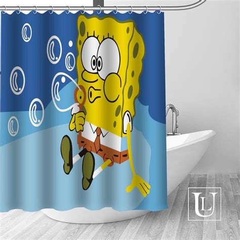 High Quality Custom Spongebob Shower Curtain Polyester Fabric Bathroom