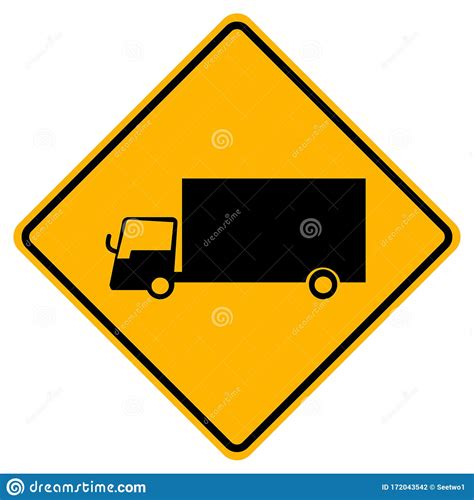 Warning Truck Traffic Road Yellow Symbol Sign Isolate On White