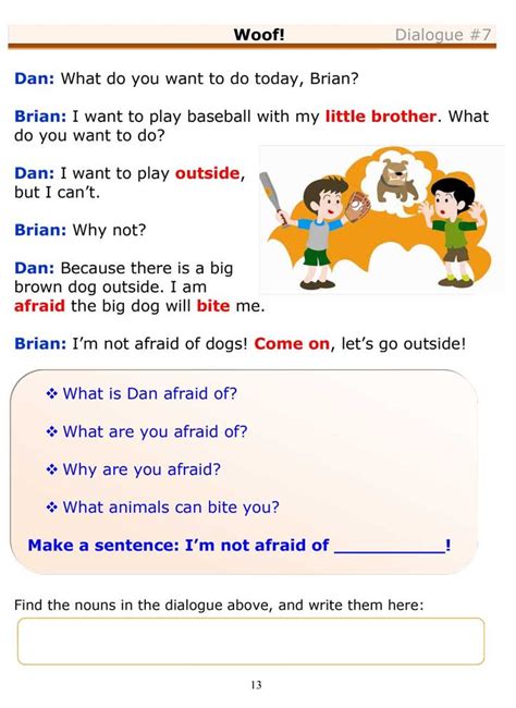 Fun Esl Dialogue For Kids About Playing Outside But Beware Of The Dog