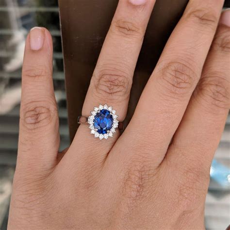 259 Carats Vivid Blue Sapphire Solitaire With Halo Diamonds Engagement