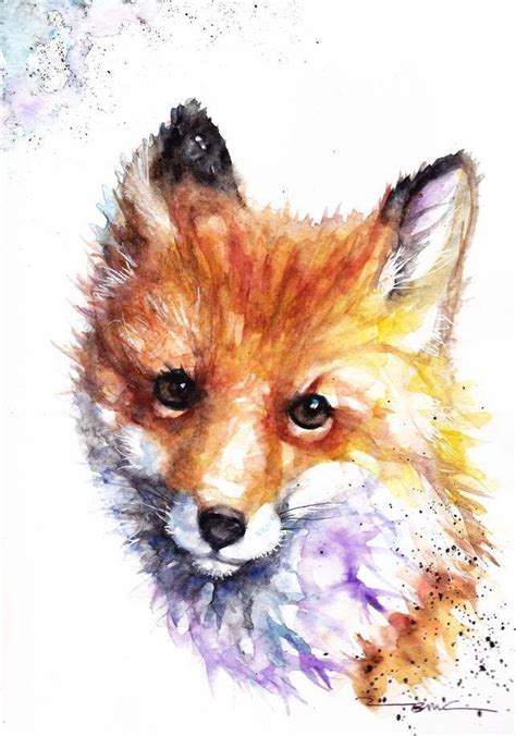 Original Watercolour Fox Print By Artist Be Coventry Wildlife Animal