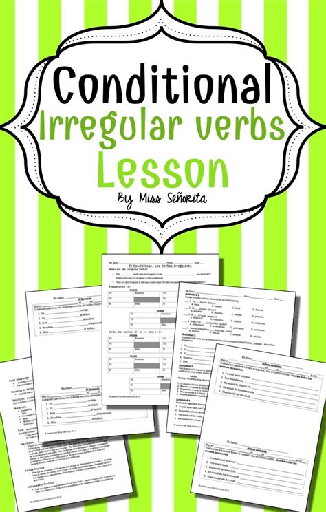 Spanish Conditional Tense Irregular Verbs Lesson Verbs Lessons