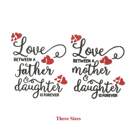 Love Between Mother And Daughter Love Between Father And Daughter Machine Embroidery Design
