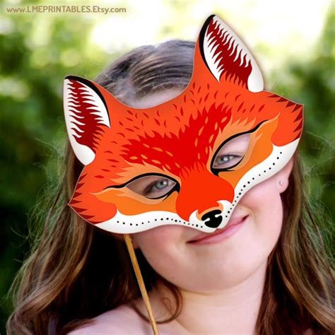 Red Fox Mask Printable Animal Masks Paper Mask Childrens Party Etsy
