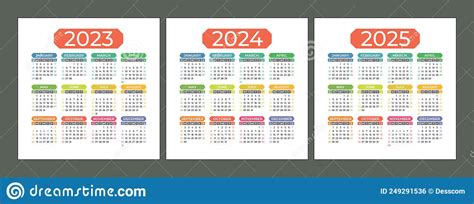 Calendar 2023 2024 And 2025 Years Square Vector Calender Design