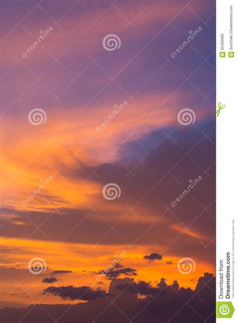 Colorful Dramatic Sunset Sky With Orange Cloud Twilight Sky Stock