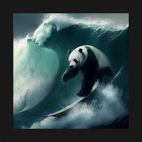 Big Rider White Panda Surfing A Giant Wave In Nazare Funny Pandas