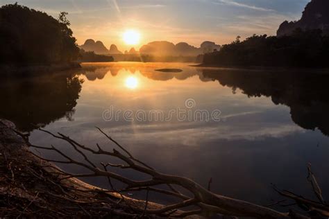 Nong Thale Swamp Reservior At Sunrise Krabi Stock Image Image Of