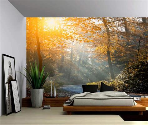 Landscape Sunlight Forest Creek Selfadhesive Vinyl Wallpaper Peel