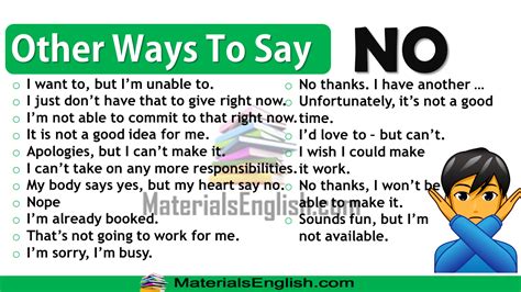 Other Ways To Say No In English Materials For Learning English